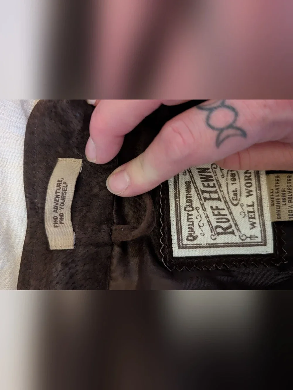 Ruff Hewn Dark Brown Suede Zip Jacket - Picture 6 of 6